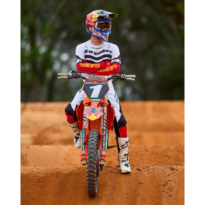 Tricou motocross Alpinestars Techstar ediție limitată Negru intens-alb-roșu fluo-portocaliu