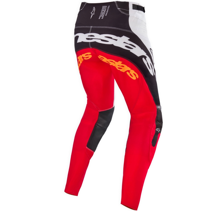 Pantaloni motocross Alpinestars Techstar ediție limitată Negru intens-alb-roșu fluo-portocaliu