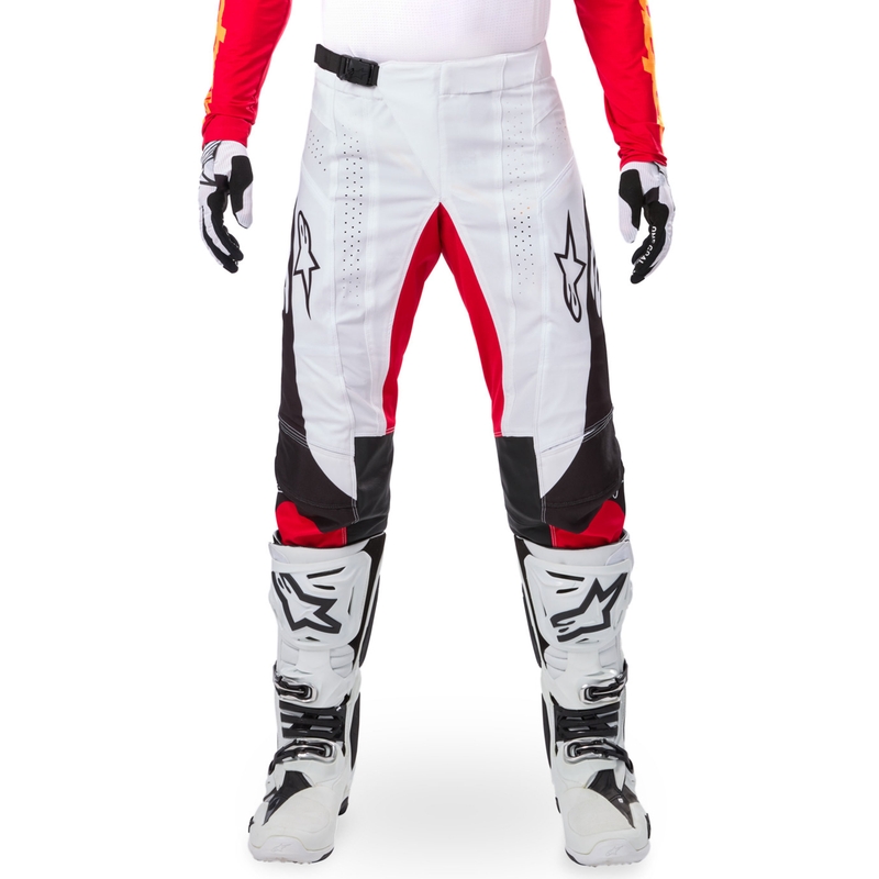 Pantaloni motocross Alpinestars Techstar ediție limitată Negru intens-alb-roșu fluo-portocaliu