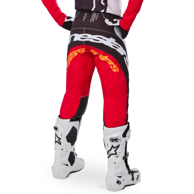 Pantaloni motocross Alpinestars Techstar ediție limitată Negru intens-alb-roșu fluo-portocaliu