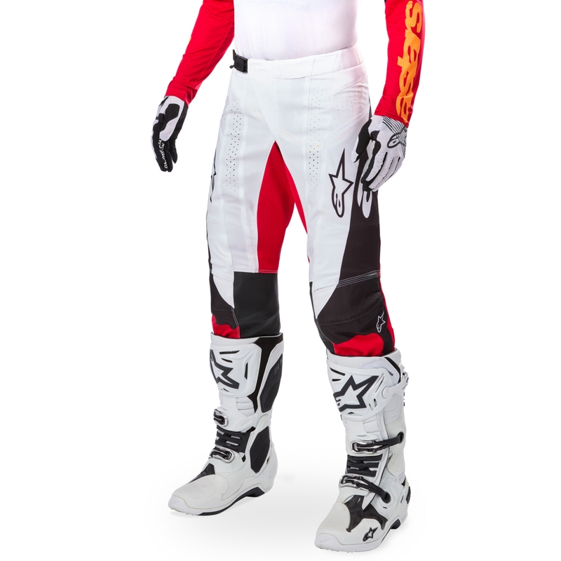 Pantaloni motocross Alpinestars Techstar ediție limitată Negru intens-alb-roșu fluo-portocaliu