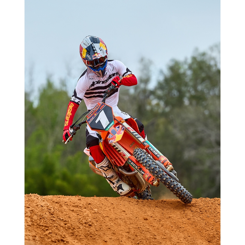 Pantaloni motocross Alpinestars Techstar ediție limitată Negru intens-alb-roșu fluo-portocaliu
