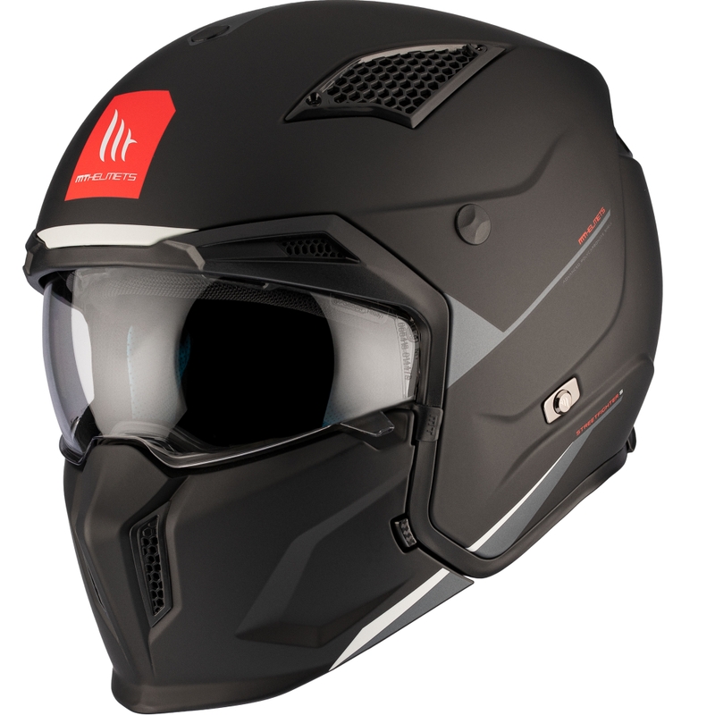 Cască deschisă cu mască MT Streetfighter SV S Solid A1 negru mat