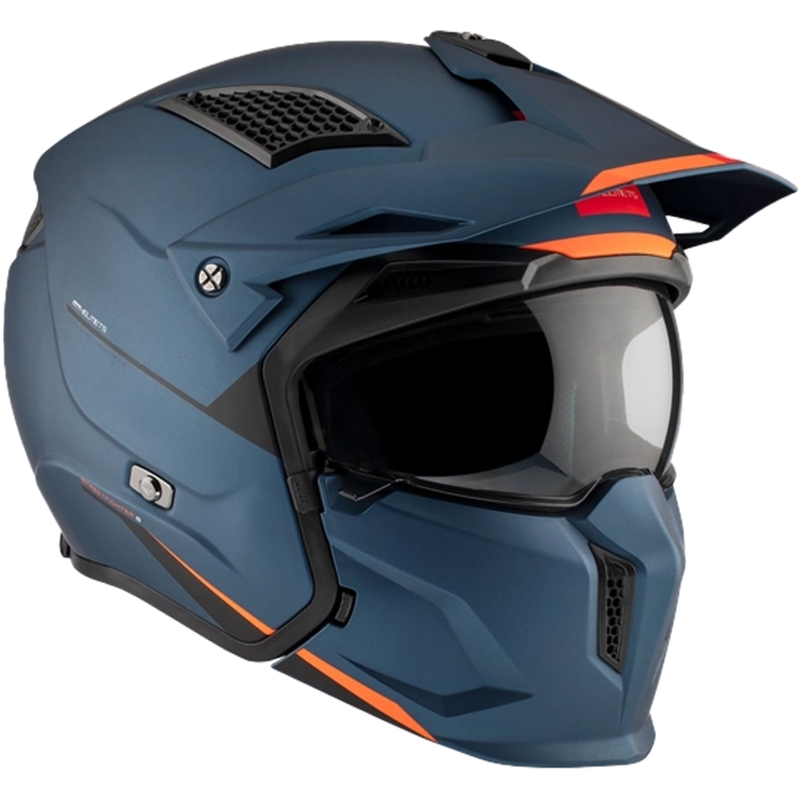 Casca deschisa cu masca MT Streetfighter SV S Solid A7 albastru mat