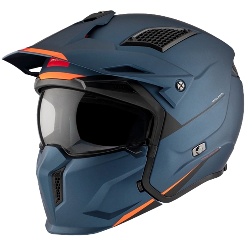 Casca deschisa cu masca MT Streetfighter SV S Solid A7 albastru mat