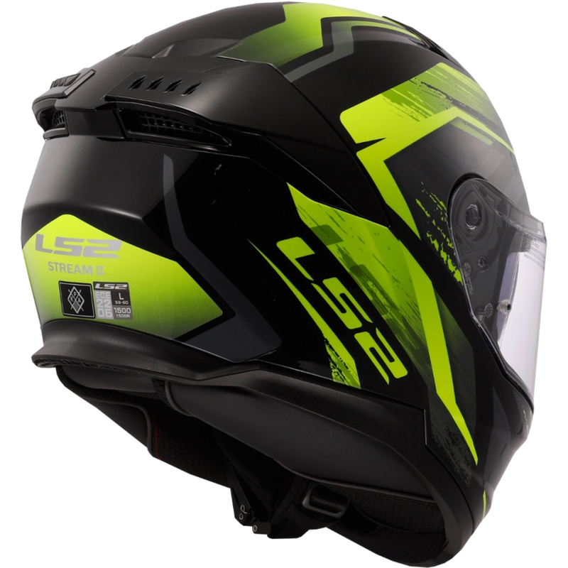 Cască integrală pentru motocicletă LS2 FF808 Stream II Fury negru-galben fluo