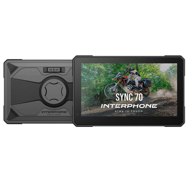 Interfon SYNC70 ESSENTIAL cu afișaj Apple CarPlay și Android Auto pentru motociclete