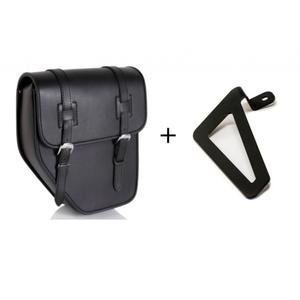 Leather saddlebag CUSTOMACCES IBIZA APS015N Negru right, with side metal base + universal support