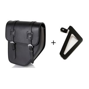 Leather saddlebag CUSTOMACCES IBIZA APS016N Negru left, with metal base left side and left fitting kit
