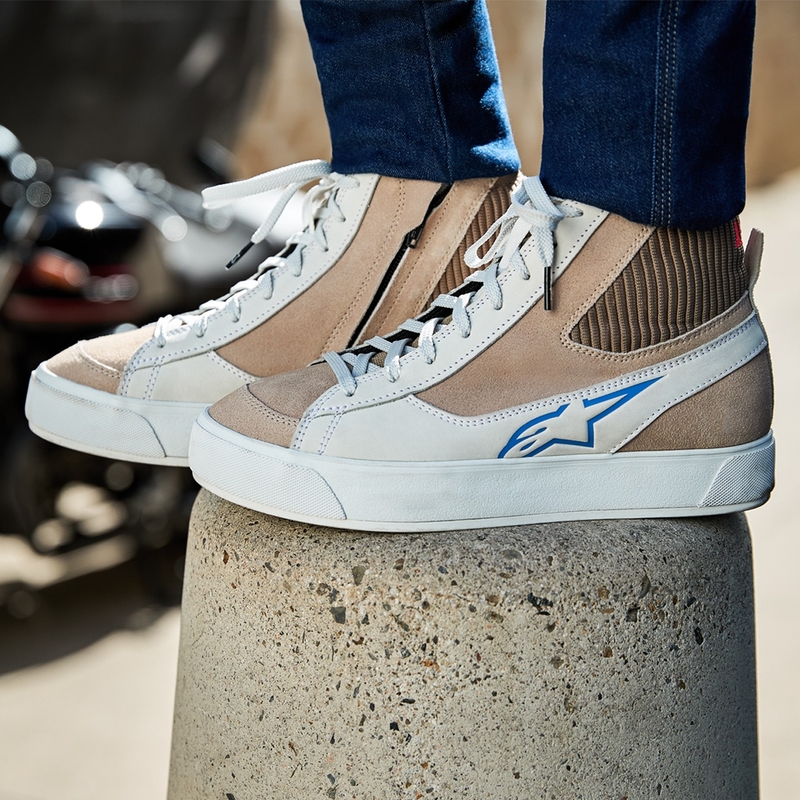 Ghete moto Alpinestars Stella Stated Podium pentru femei, alb-gri deschis