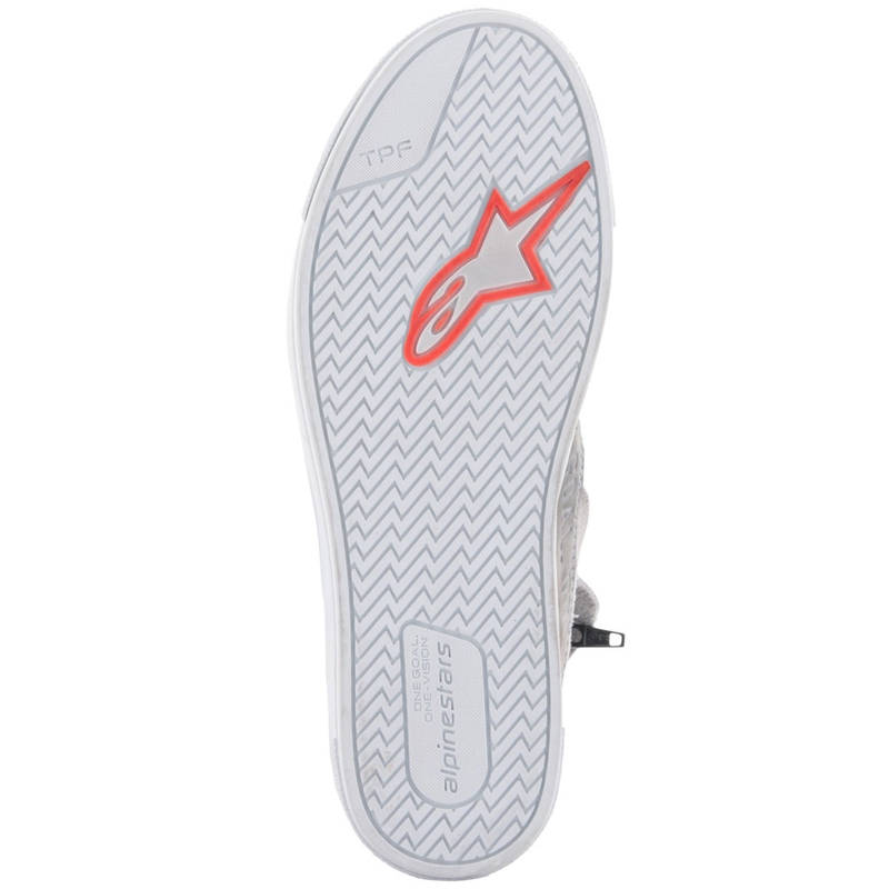 Ghete motociclete Alpinestars Stated gri deschis-roșu fluo-alb