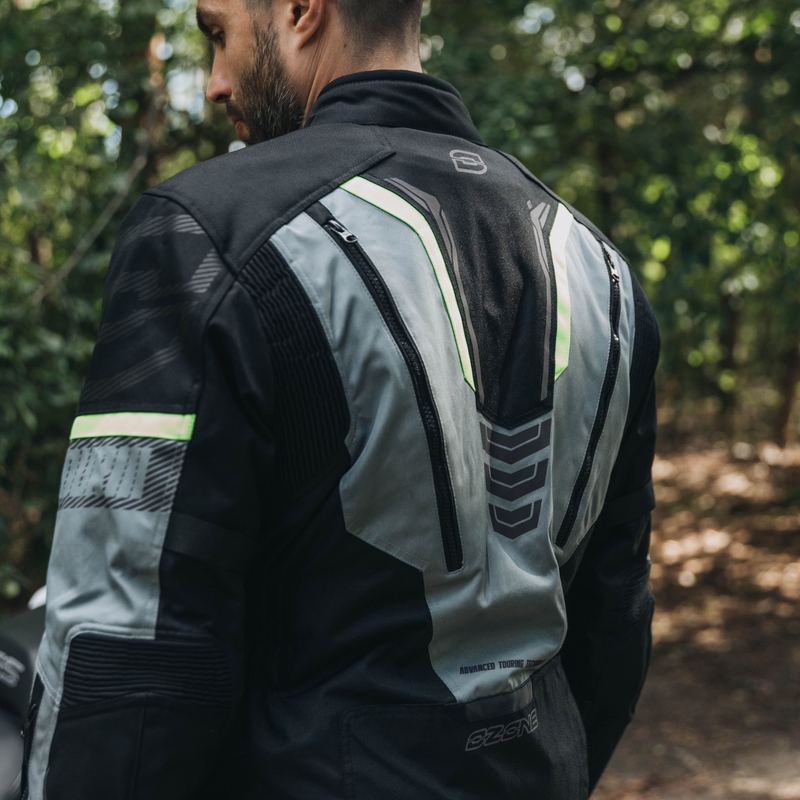 Geacă de motocicletă Ozone Tour III negru-gri-galben-fluo
