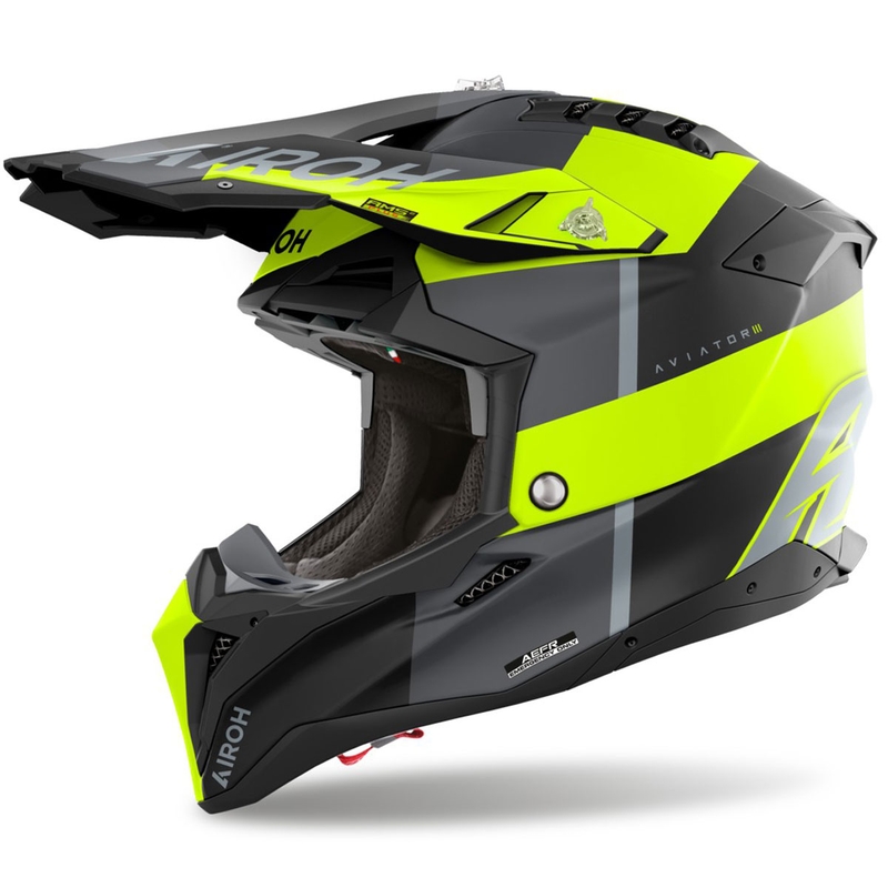 Cască motocross Airoh Aviator 3 Monarch, galben mat
