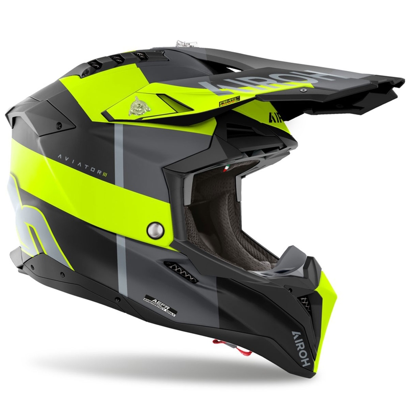Cască motocross Airoh Aviator 3 Monarch, galben mat
