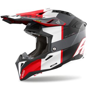 Cască motocross Airoh Aviator 3 Monarch gri-roșu mat