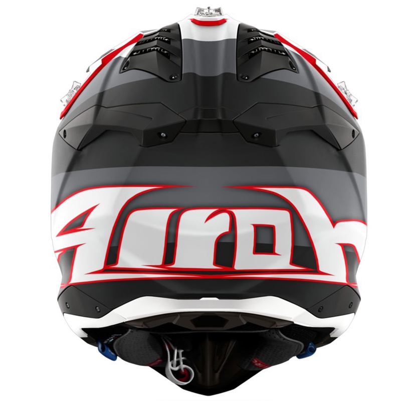 Cască motocross Airoh Aviator 3 Monarch gri-roșu mat