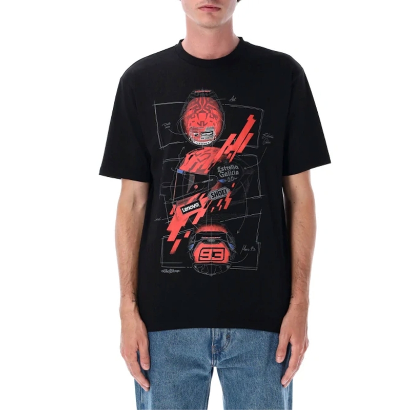 Tricou Ducati Marc Marquez - cască MotoGP negru-roșu