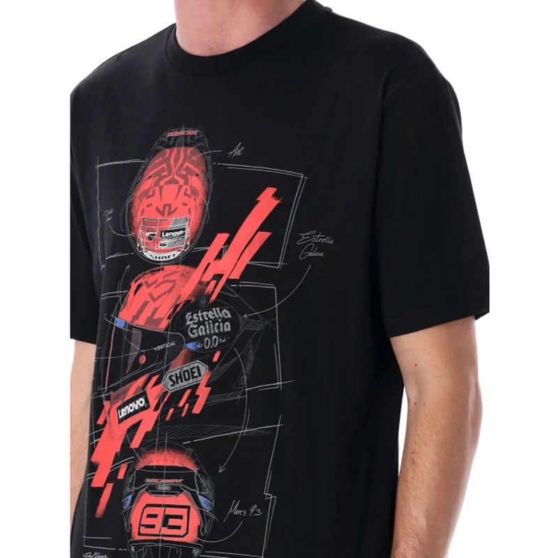 Tricou Ducati Marc Marquez - cască MotoGP negru-roșu