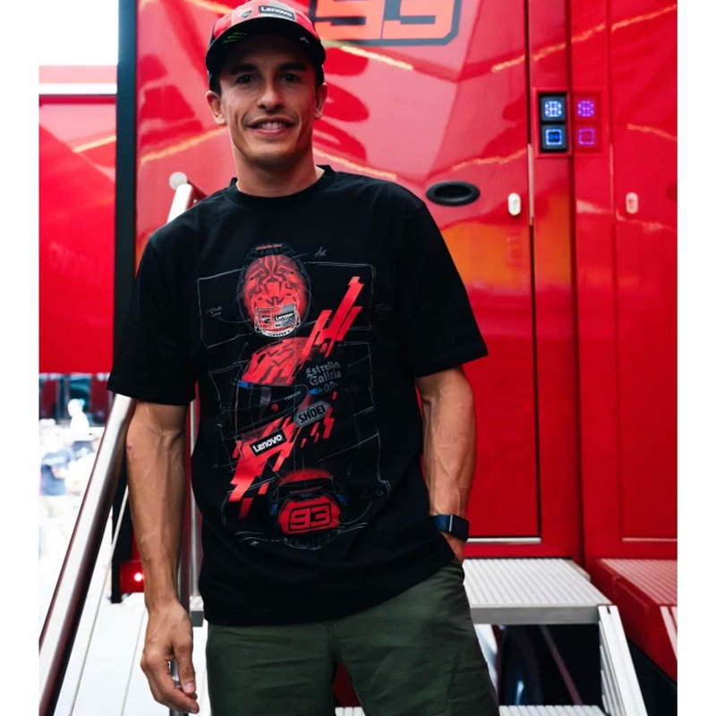 Tricou Ducati Marc Marquez - cască MotoGP negru-roșu