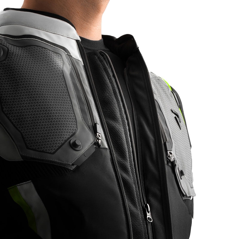 Geacă de motocicletă Rebelhorn Borg II negru-gri-galben fluo