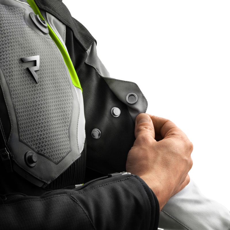 Geacă de motocicletă Rebelhorn Borg II negru-gri-galben fluo