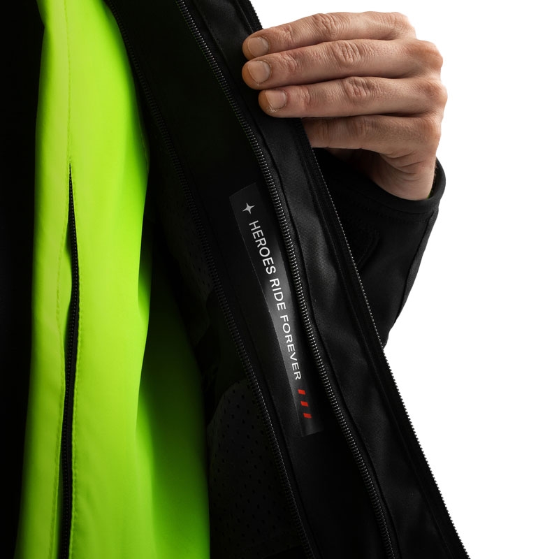 Geacă de motocicletă Rebelhorn Borg II negru-gri-galben fluo