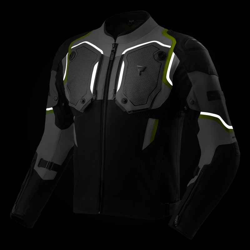 Geacă de motocicletă Rebelhorn Borg II negru-gri-galben fluo