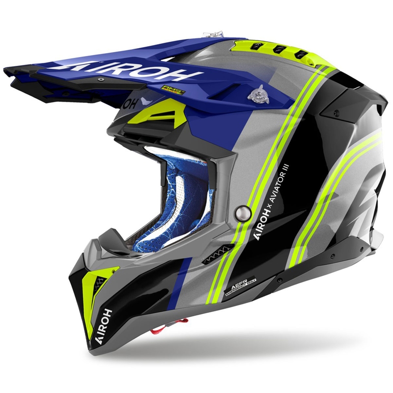 Cască motocross Airoh Aviator 3 Hima albastră lucioasă