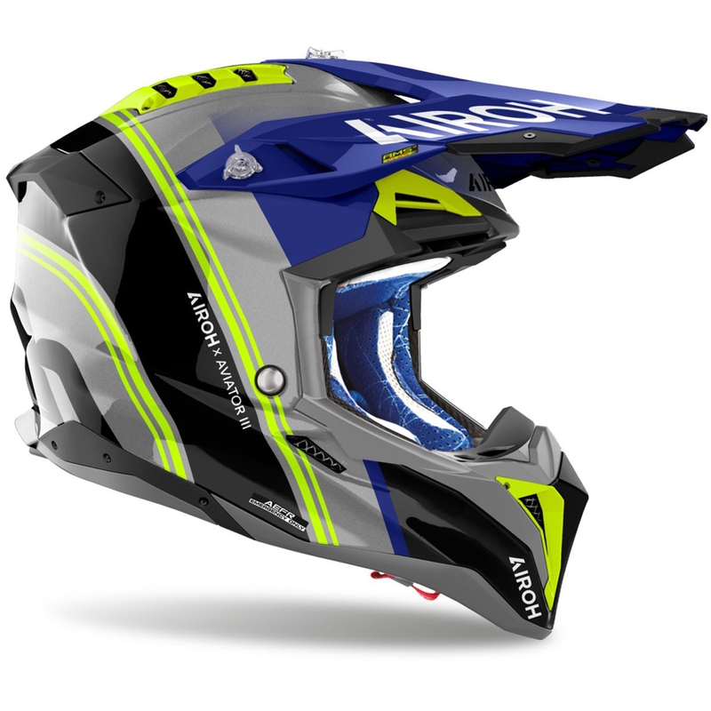 Cască motocross Airoh Aviator 3 Hima albastră lucioasă