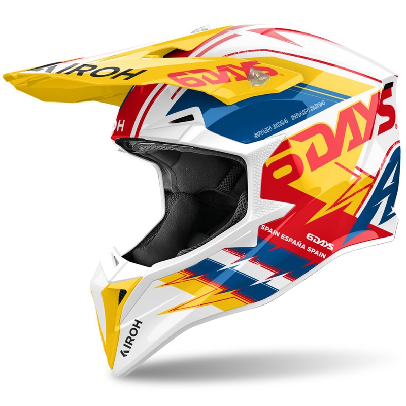 Cască motocross Airoh Wraaap Six Days Spain lucioasă multicoloră
