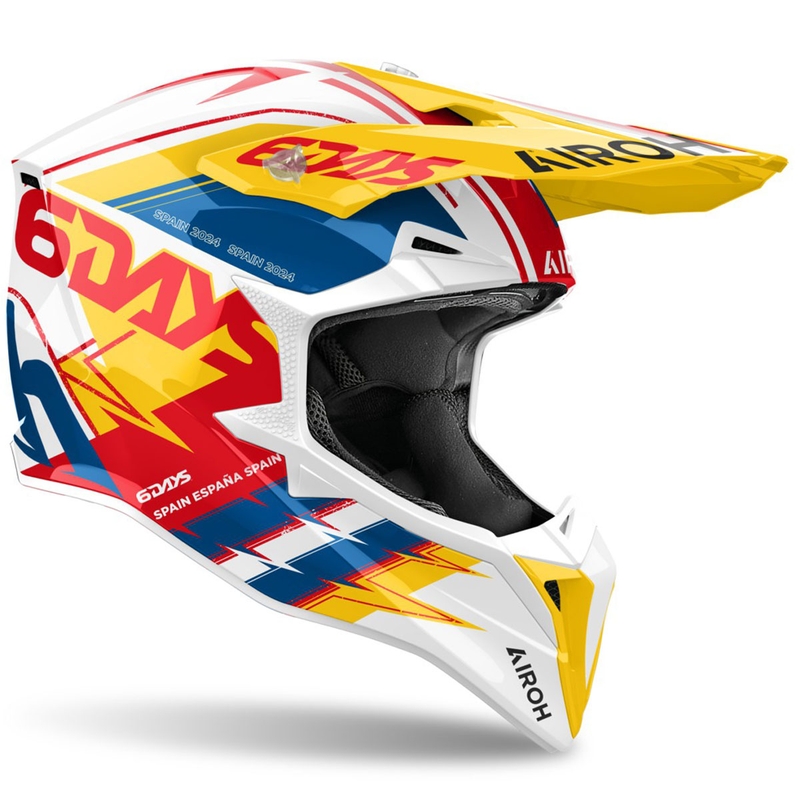 Cască motocross Airoh Wraaap Six Days Spain lucioasă multicoloră