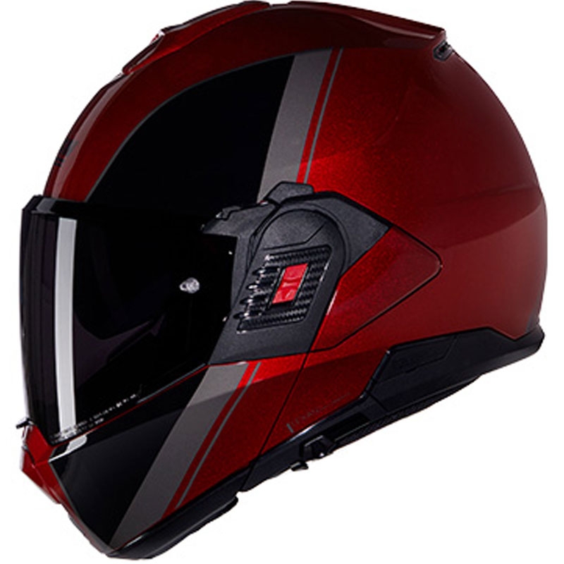 Cască de motocicletă pliabilă Nolan N120-1 Verniciatura Speciale N-COM 344 negru-roșu