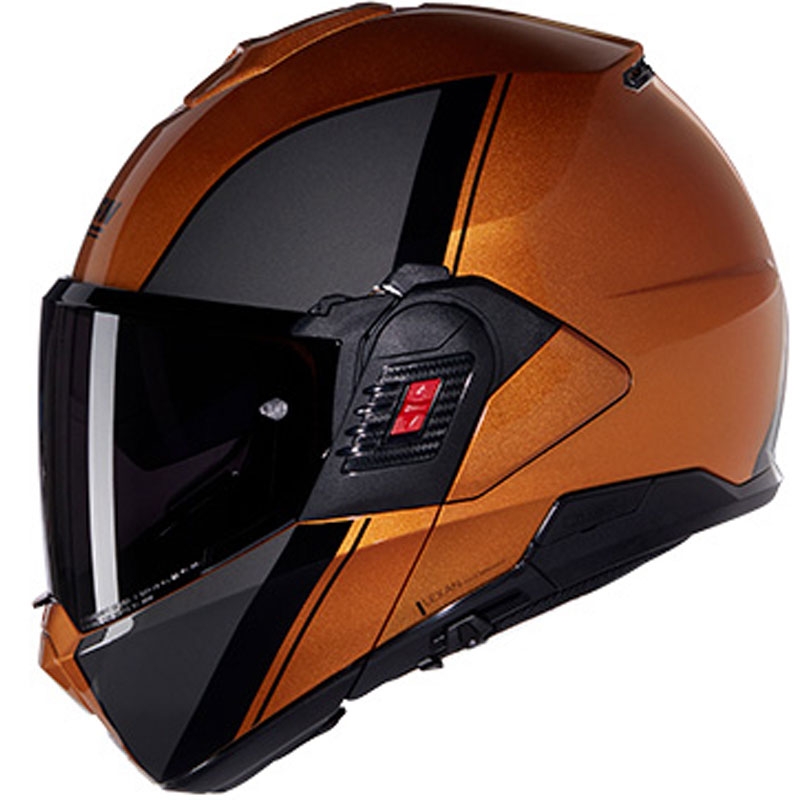 Cască de motocicletă pliabilă Nolan N120-1 Verniciatura Speciale N-COM 342 ocru-negru