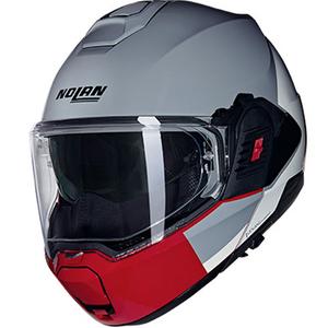 Cască de motocicletă pliabilă Nolan N120-1 Grafo N-COM 349 gri-alb-roșu