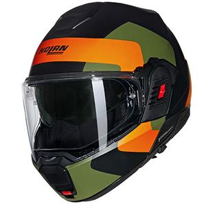 Cască de motocicletă pliabilă Nolan N120-1 Omocromo N-COM 345 negru-portocaliu-verde