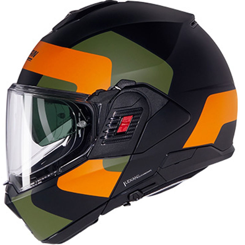 Cască de motocicletă pliabilă Nolan N120-1 Omocromo N-COM 345 negru-portocaliu-verde