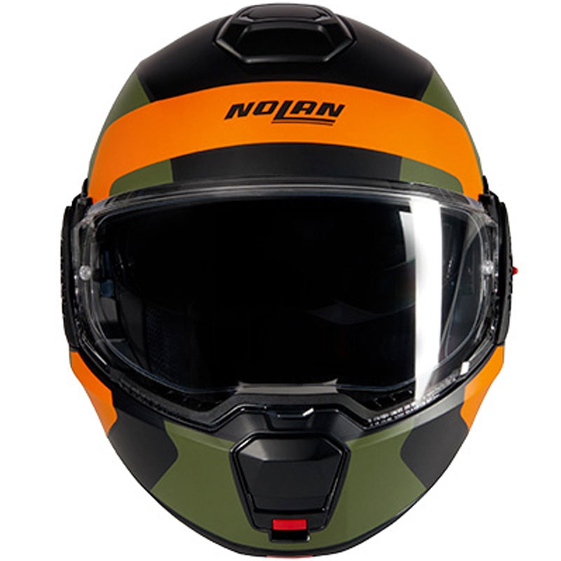 Cască de motocicletă pliabilă Nolan N120-1 Omocromo N-COM 345 negru-portocaliu-verde
