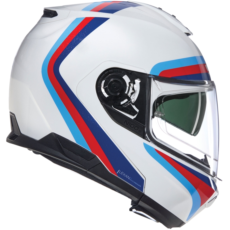 Cască de motocicletă pliabilă Nolan N100-6 Assoluto N-COM 347 alb-roșu-albastru