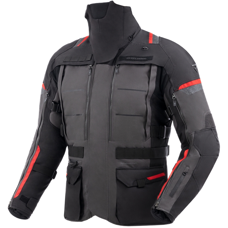 Geacă de motocicletă Rebelhorn Cubby V negru-antracit-roșu