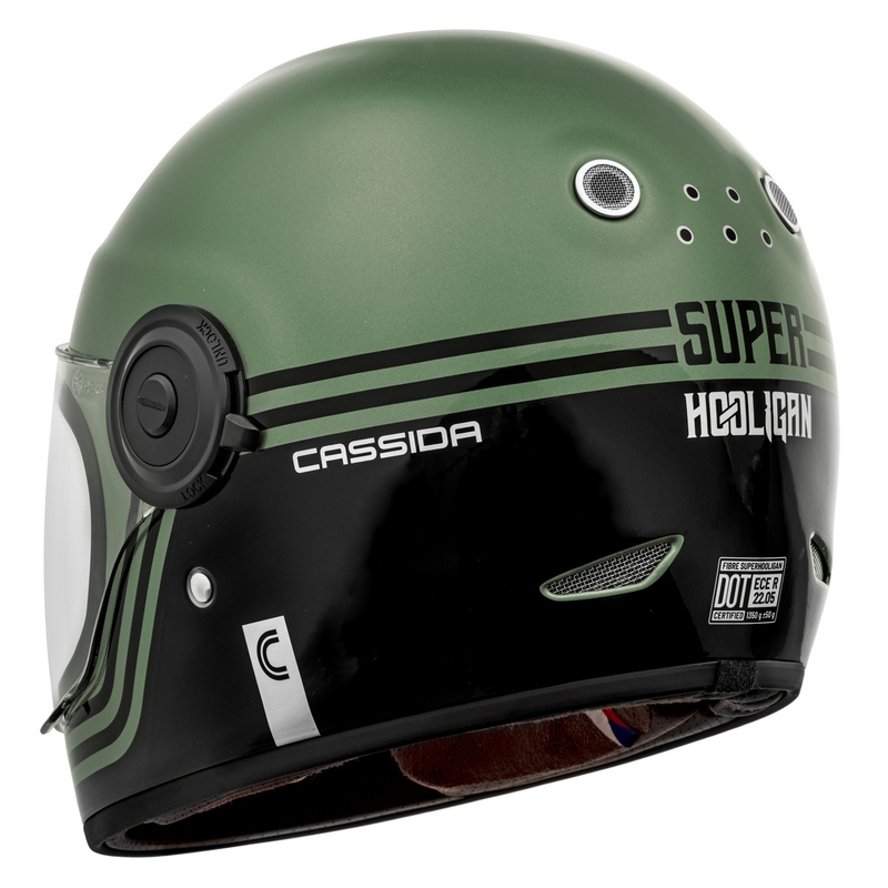 Cască integrală pentru motocicletă Cassida Fibre Super Hooligan negru-verde - calitate II