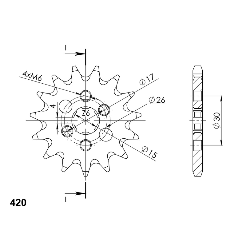 Pinion fata SUPERSPROX 14T, 420