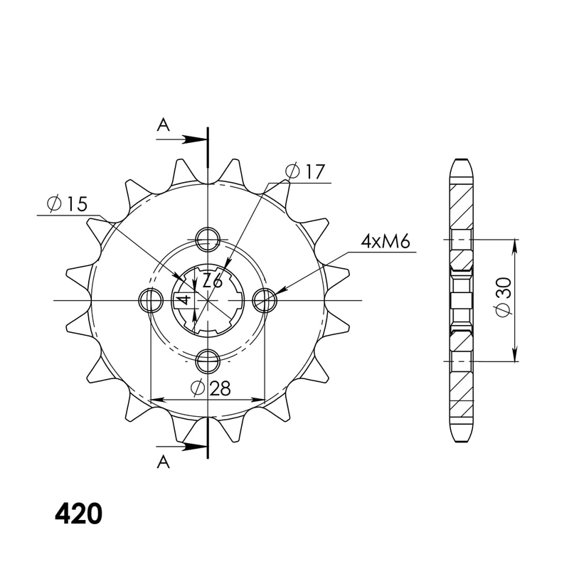 Pinion fata SUPERSPROX 16T, 420