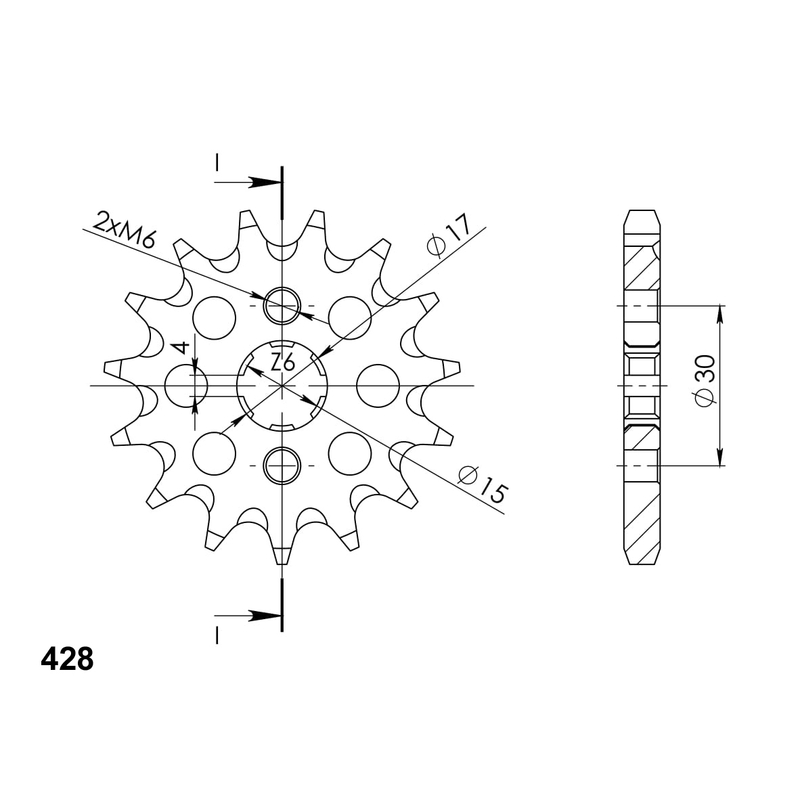 Pinion fata SUPERSPROX 15T, 428