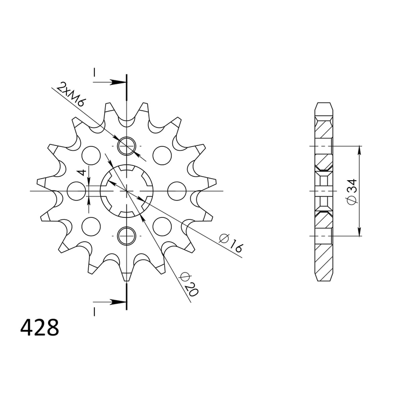 Pinion fata SUPERSPROX 15T, 428