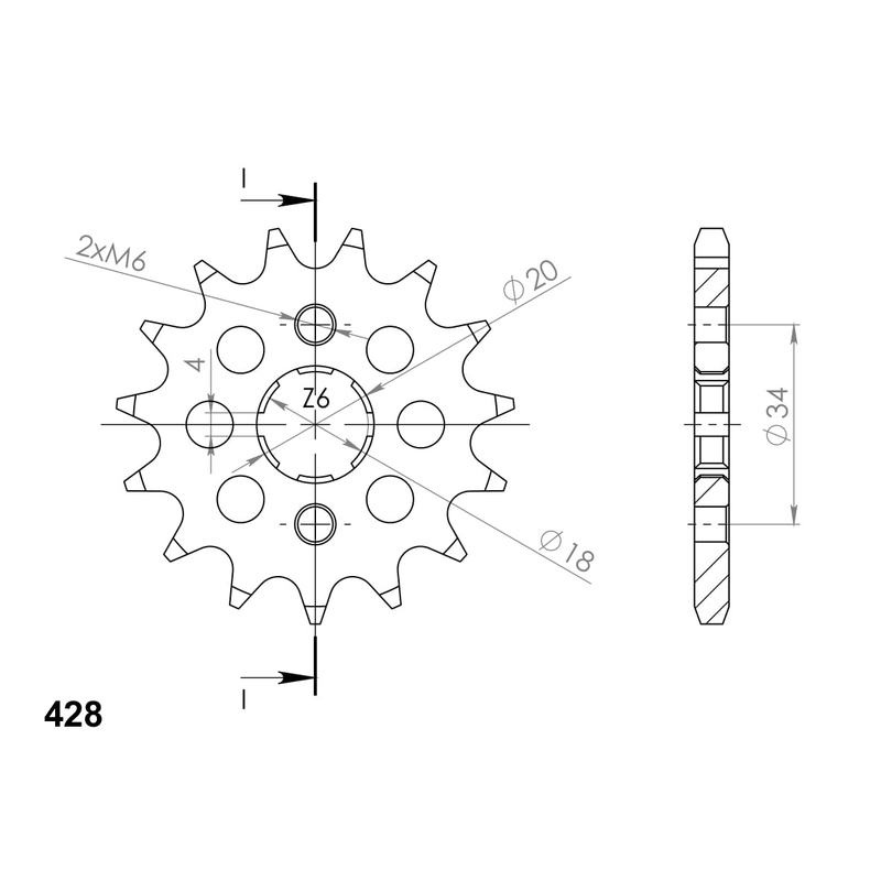 Pinion fata SUPERSPROX 16T, 428