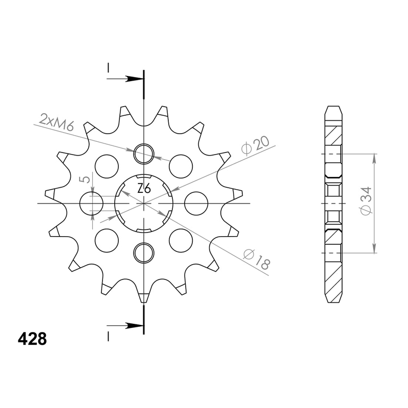 Pinion fata SUPERSPROX 16T, 428