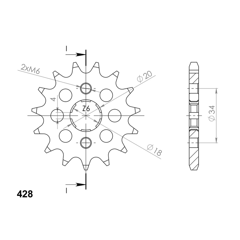 Pinion fata SUPERSPROX 13T, 428