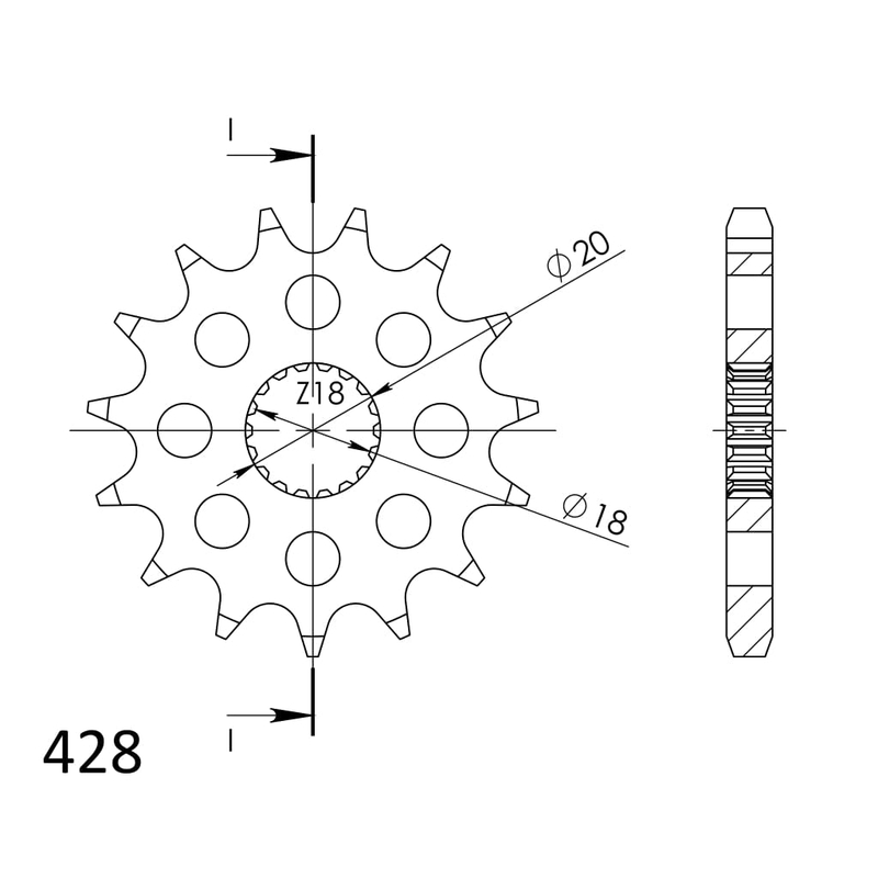 Pinion fata SUPERSPROX 15T, 428