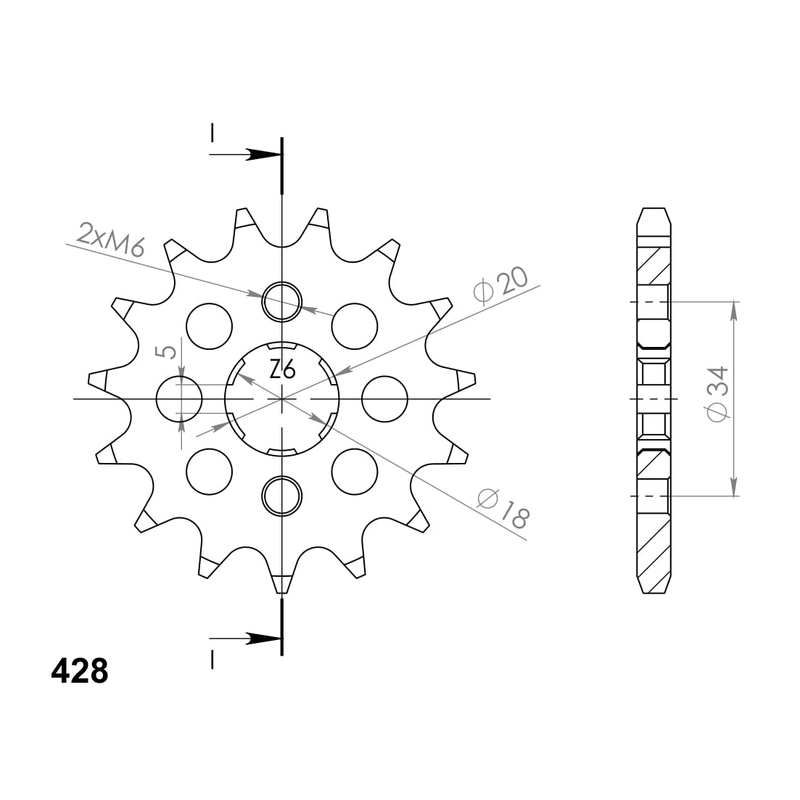 Pinion fata SUPERSPROX 17T, 428