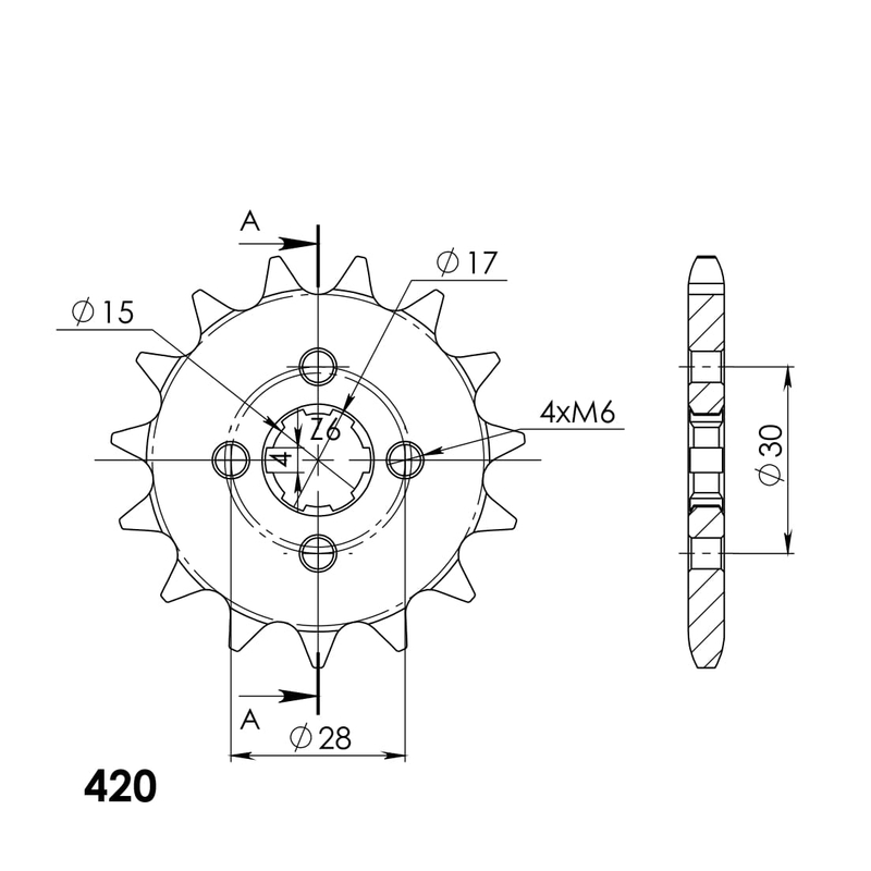 Pinion fata SUPERSPROX 15T, 420 lichidare